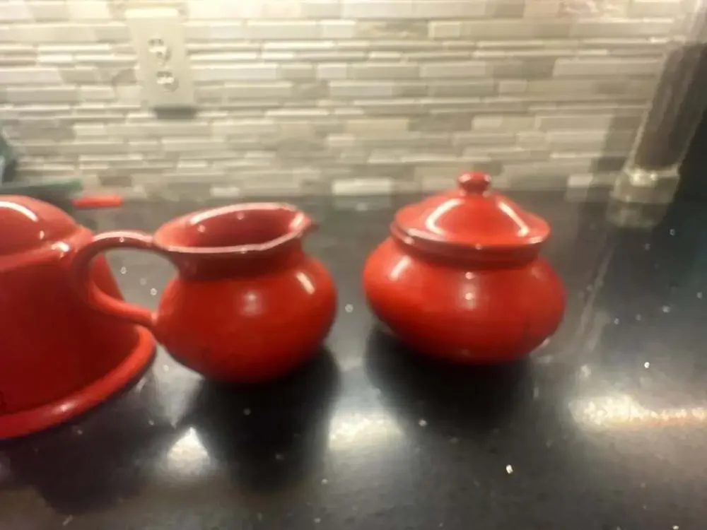 Mamma Ro Italian Red Pottery 4-Piece Creamer Sugar & Salt Pepper Set